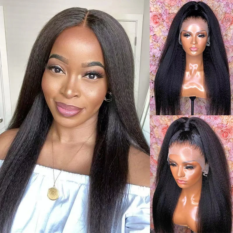 AIMEYA Yaki Straight Lace Front Wigs for Black Women Middle Part Long Kinky Straight Lace Front Wig Heat Resistant Synthetic Wig
AIMEYA Yaki Straight Lace Front Wigs for Black Women Middle Part Long Kinky Straight Lace Front Wig Heat Resistant Synthetic Wig