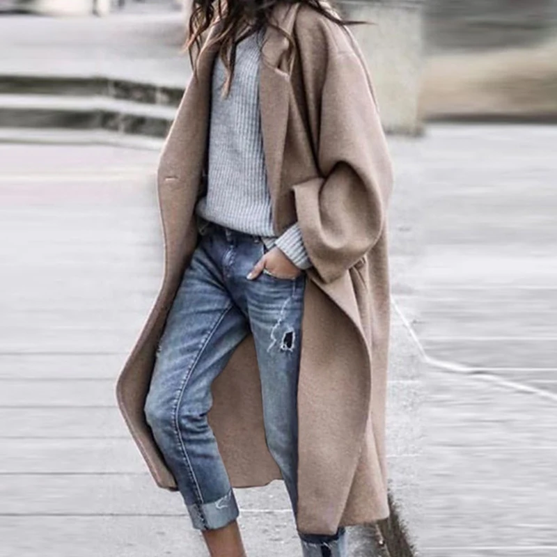 Winter Casual Vintage Long Sleeve Warm Overcoat Women Oversized Suit Collar Long Woolen Coats Elegant Solid Buttoned Jacket
Winter Casual Vintage Long Sleeve Warm Overcoat Women Oversized Suit Collar Long Woolen Coats Elegant Solid Buttoned Jacket