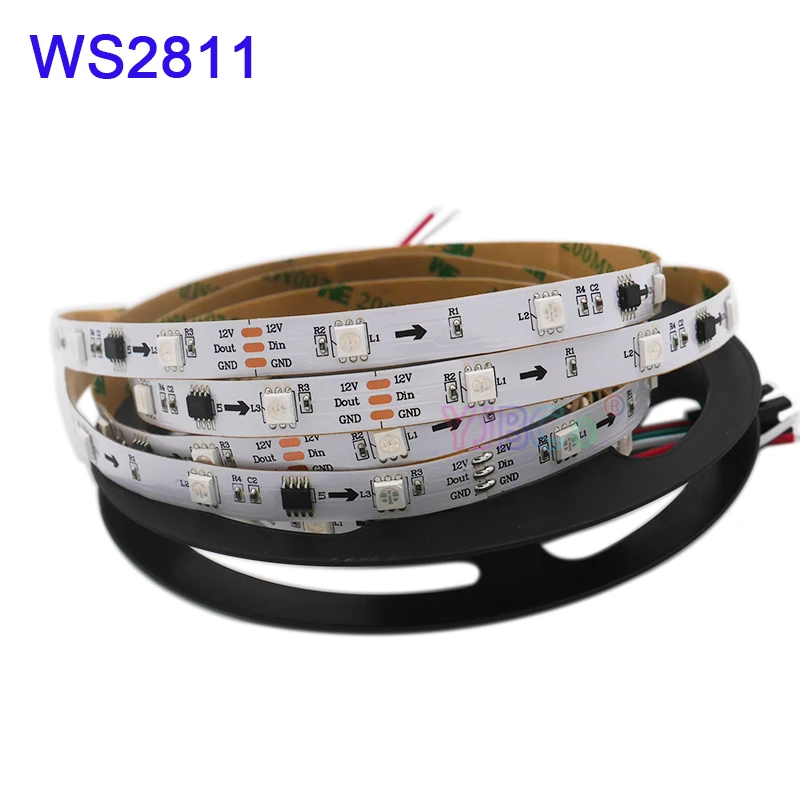 Светодиодная лента WS2811 с умным пикселем полноцветная Адресуемая RGB Led полоска IC 1