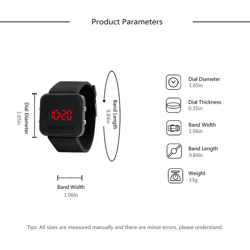 Fashion LED Electric Watch Rubber Strap Kids Adult Square Dial Quartz Wristwatches Digital Wristwatch
Fashion LED Electric Watch Rubber Strap Kids Adult Square Dial Quartz Wristwatches Digital Wristwatch