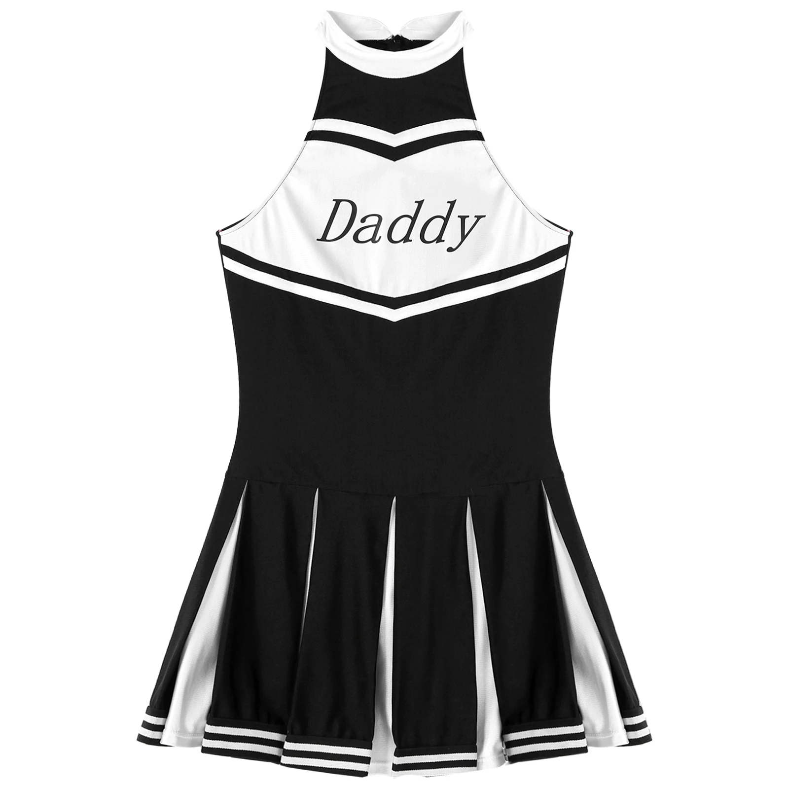 Women Cheerleading Performance Color Block Costume Letter Print Round Neck Sleeveless Pleated Dress Lady Cheerleading Dance Wear
Women Cheerleading Performance Color Block Costume Letter Print Round Neck Sleeveless Pleated Dress Lady Cheerleading Dance Wear