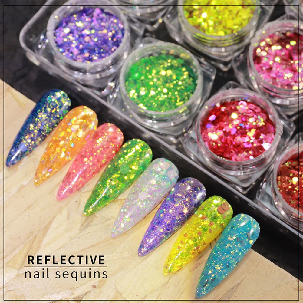 12pcs Nail Glitter Powder Nail Tips Iridescent Flakes Sequins Nail Styles DIY Glitter Powder Nail Art Manicure Decorations
12pcs Nail Glitter Powder Nail Tips Iridescent Flakes Sequins Nail Styles DIY Glitter Powder Nail Art Manicure Decorations