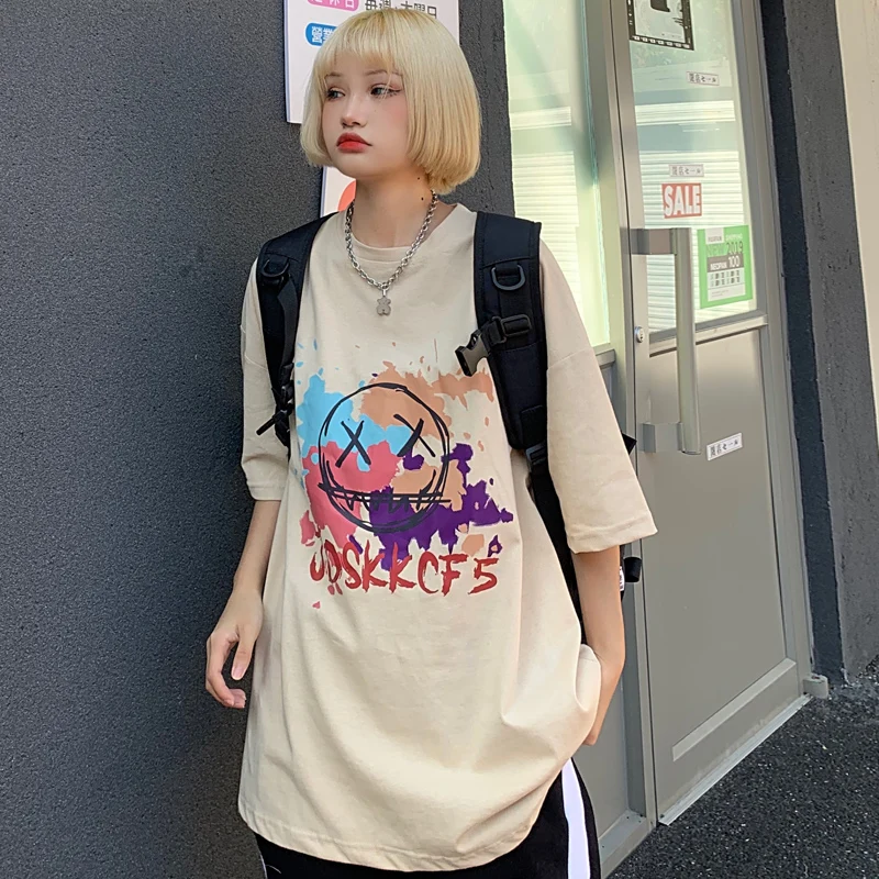 

Европейская и американская Модная брендовая Гонконгская футболка с коротким рукавом женская Свободная Корейская популярная в Instagram футбол...