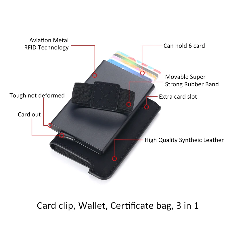 DIENQI RFID мужской держатель для кредитных карт кошелек кожаная металлическая карта