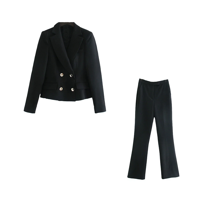 Women's suit black slim-fit women's suit two-piece short double-breasted blazer+ flared pants women's casual pants suits
Women's suit black slim-fit women's suit two-piece short double-breasted blazer+ flared pants women's casual pants suits