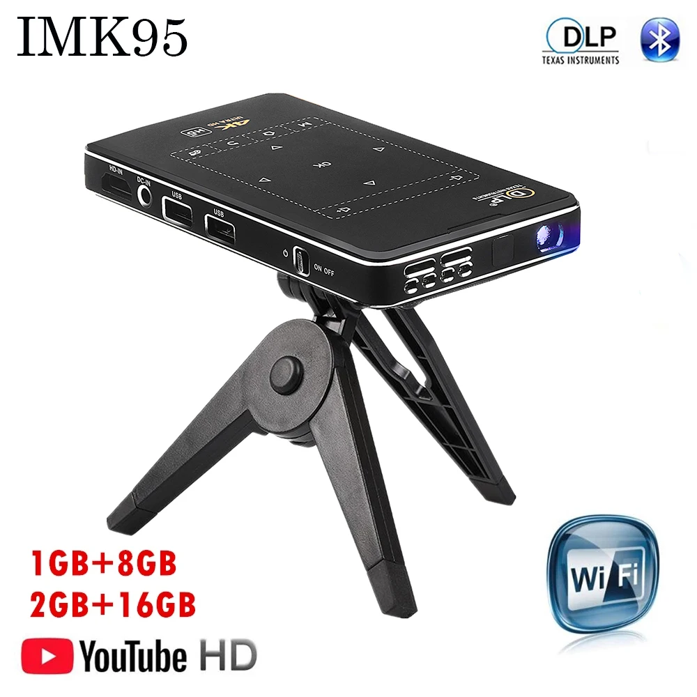 

IMK95 Mini 4K DLP X2 Handheld Projector Android7.1 Wifi bluetooth4.1 Pico Pocket Proyector HD Portable Miracast Airplay Projecor
