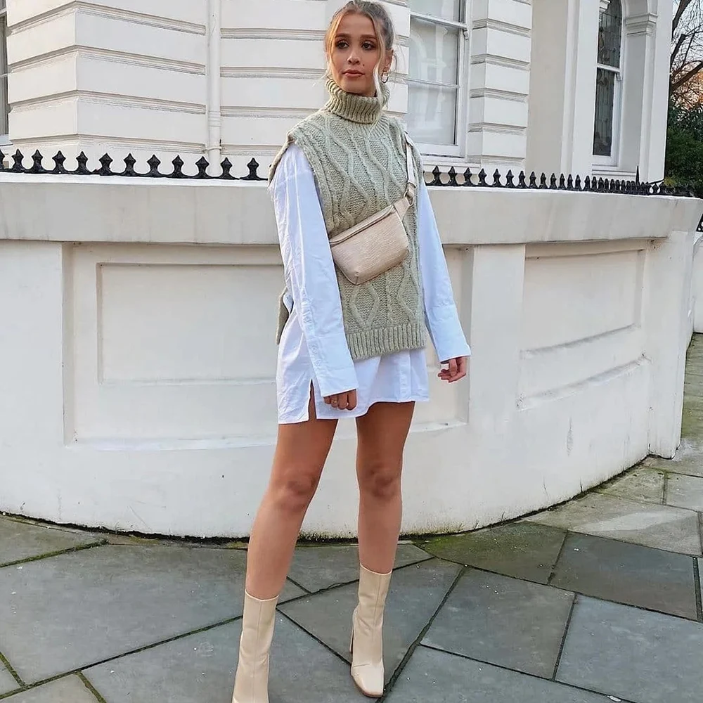 XIKOM 2021 Autumn Green Women Knitted Vest Turtleneck Lace Up Women Vest Top Sleeveless Streetwear Sleeveless Sweater Women
XIKOM 2021 Autumn Green Women Knitted Vest Turtleneck Lace Up Women Vest Top Sleeveless Streetwear Sleeveless Sweater Women