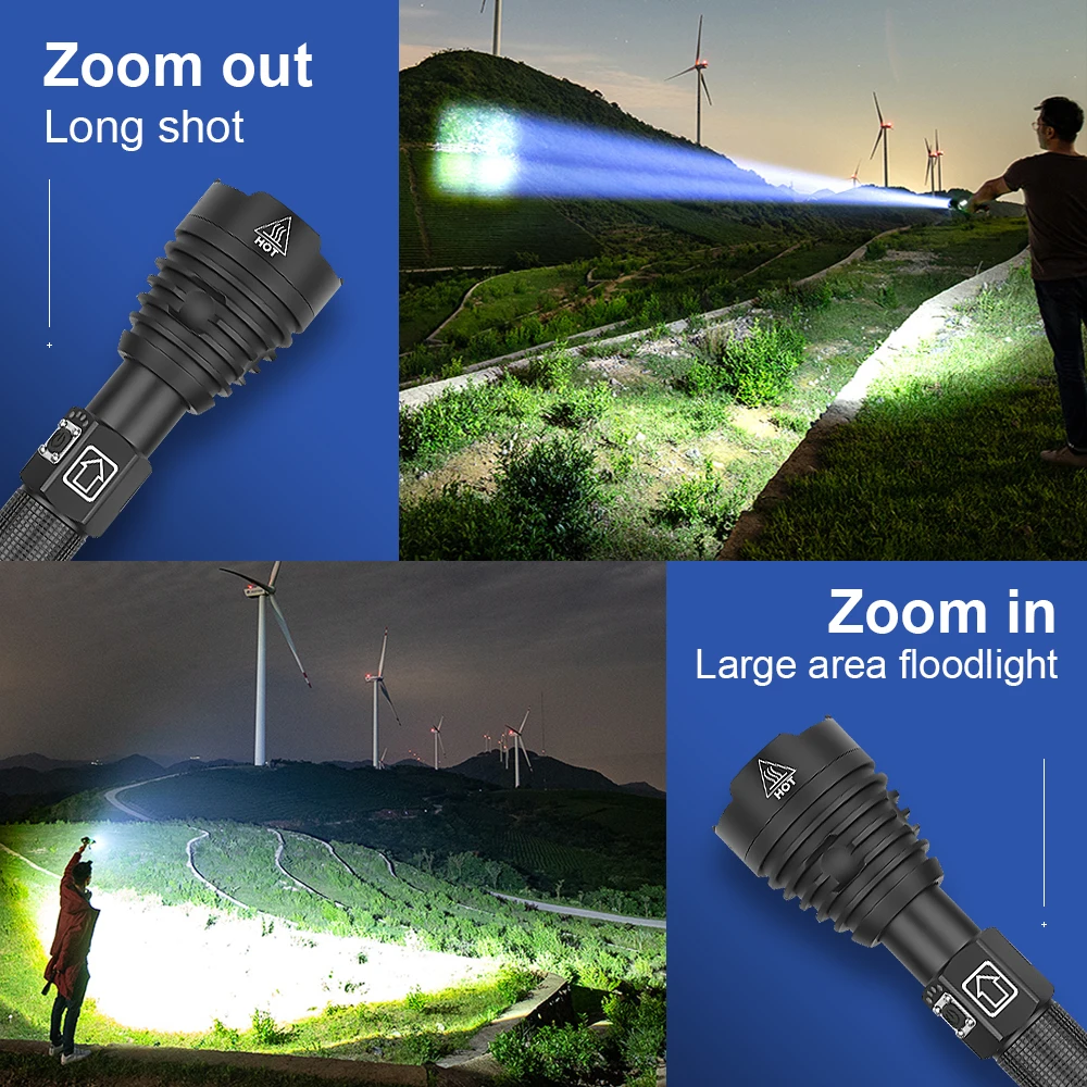 CREE XHP90 Most Powerful Tactical Flashlight 18650 Rechargeable LED Flashlight USB Torch Light XHP70 Waterproof Zoom Hand Lamp
CREE XHP90 Most Powerful Tactical Flashlight 18650 Rechargeable LED Flashlight USB Torch Light XHP70 Waterproof Zoom Hand Lamp
