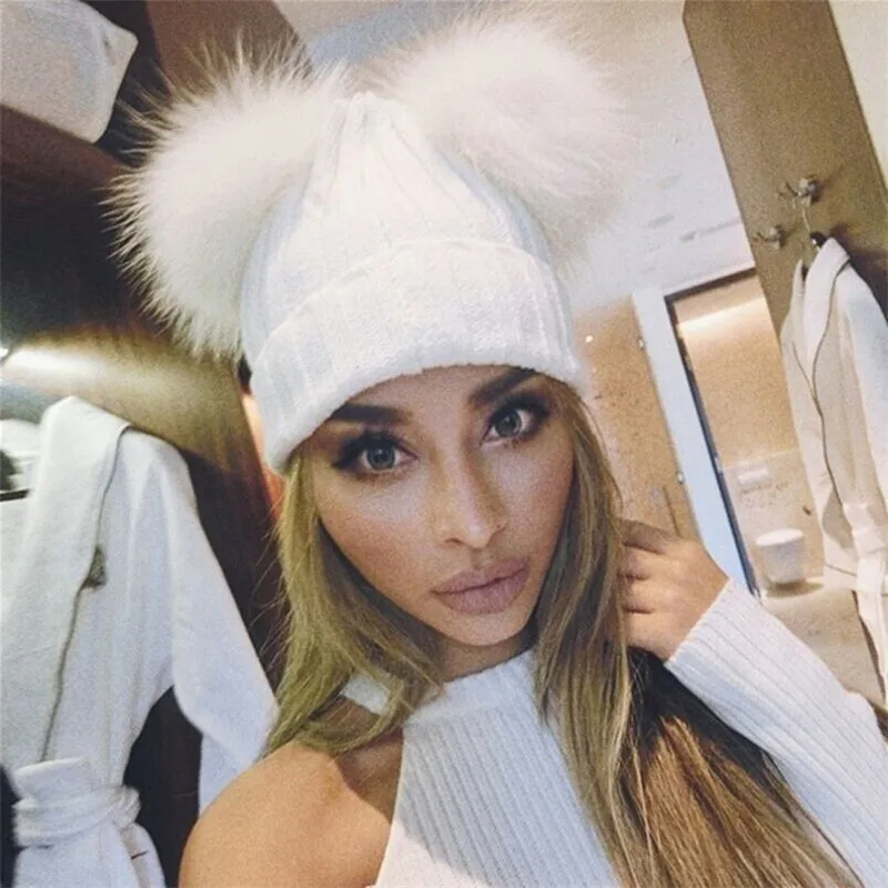 Winter Adult 6 Colors Knitted Beanies Hat Women Faux Fur Double Pom Caps Teenager Warm Baggy Hats Lady Wool Knitting Crochet Cap
Winter Adult 6 Colors Knitted Beanies Hat Women Faux Fur Double Pom Caps Teenager Warm Baggy Hats Lady Wool Knitting Crochet Cap