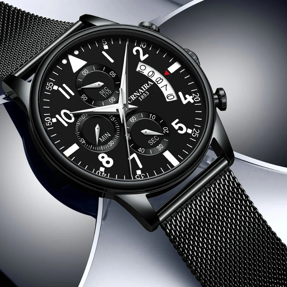 Fashion Men's Quartz Wristwatch Milanese Mesh Strap Waterproof Luxury Pilot Watches Stainless Steel Swiss Chronograph Watch
Fashion Men's Quartz Wristwatch Milanese Mesh Strap Waterproof Luxury Pilot Watches Stainless Steel Swiss Chronograph Watch