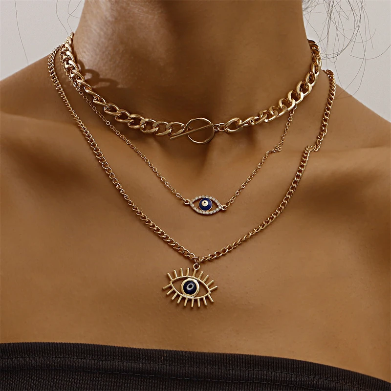 Hip Hop Punk Style Demon Eye Pendant Necklace Trend Creative Simple OT Buckle Multi-layer Necklace Ladies Jewelry Accessories
Hip Hop Punk Style Demon Eye Pendant Necklace Trend Creative Simple OT Buckle Multi-layer Necklace Ladies Jewelry Accessories