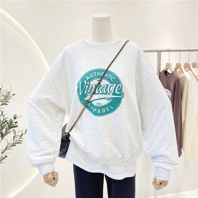 Casual Pullovers Women Sweatshirt 2021 New Autumn Printing Letter Loose Terry Cotton O-neck Long Sleeve Hoodies Top All-match 
Casual Pullovers Women Sweatshirt 2021 New Autumn Printing Letter Loose Terry Cotton O-neck Long Sleeve Hoodies Top All-match