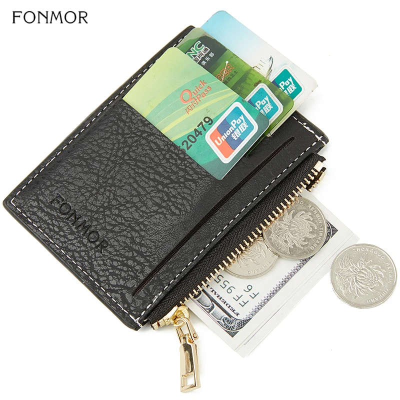 Fonmor Women Slim Zipper Wallet PU Leather Men Casual Credit Card Holder Coin Money Pouch Female Clutch Purses Small Wallets New | Багаж и