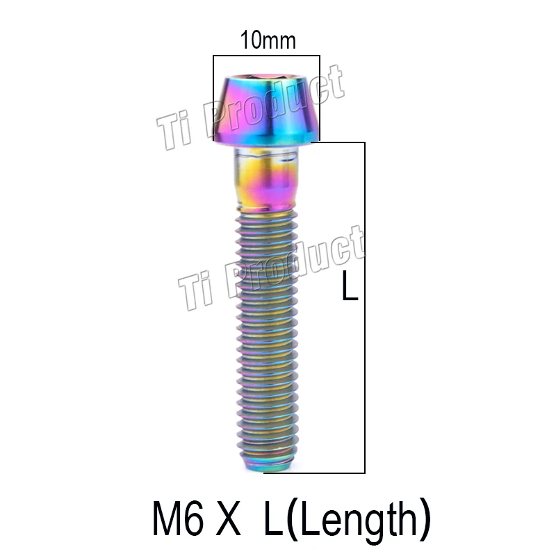 1Pcs M6 Titanium Bolts M6*10 16 18 20 25 30 35 40 45 50 55 60 65mm Allen Key Taper Head Screw GR5 Ti Bolts for Bicycle
1Pcs M6 Titanium Bolts M6*10 16 18 20 25 30 35 40 45 50 55 60 65mm Allen Key Taper Head Screw GR5 Ti Bolts for Bicycle