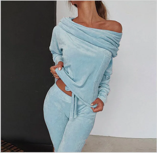 Ladies Sets Solid Casual Suits Female Slash Neck Women's Clothing Long Sleeves Full Length Elastic Waist Pants Loose Women Sets
Ladies Sets Solid Casual Suits Female Slash Neck Women's Clothing Long Sleeves Full Length Elastic Waist Pants Loose Women Sets