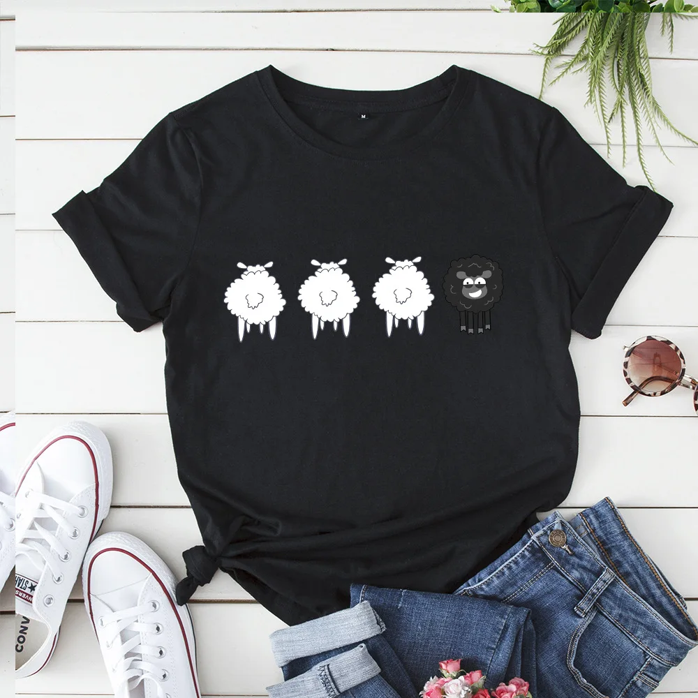 Harajuku Korean Cartoon Basic Top Creativite Sheep Graphic Tee 100%Cotton Cute Plus Size 5XL T Shirt Casual Women Print T-shirt
Harajuku Korean Cartoon Basic Top Creativite Sheep Graphic Tee 100%Cotton Cute Plus Size 5XL T Shirt Casual Women Print T-shirt