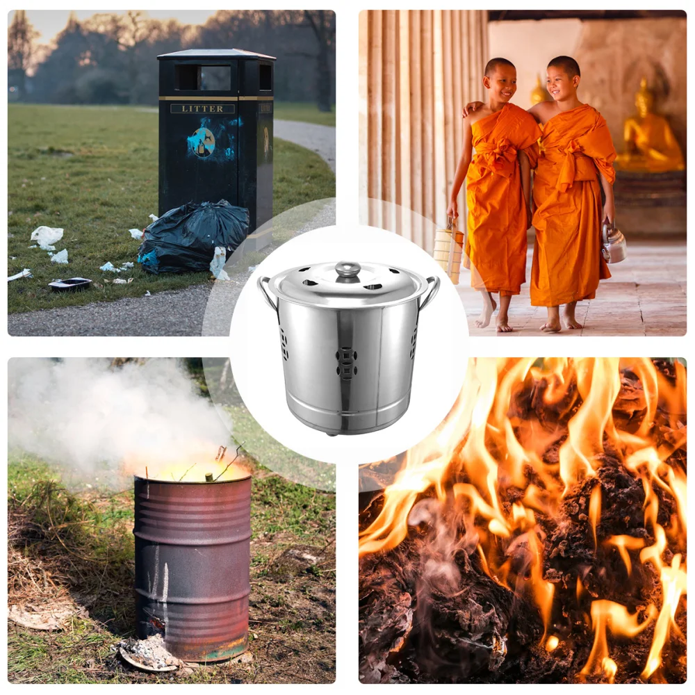 2Pcs Stainless Steel Burn Silver Incinerator for Home Yard (Silver) 
2Pcs Stainless Steel Burn Silver Incinerator for Home Yard (Silver)