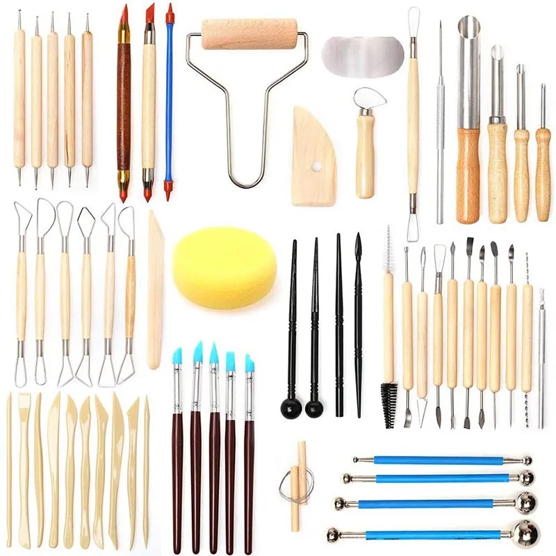 61pcs Pottery Ceramic Sculpting Tool Wood Handle Polymer Clay Carving Tool Set Cleaning Modelling Kits DIY Art Painting Supplies
61pcs Pottery Ceramic Sculpting Tool Wood Handle Polymer Clay Carving Tool Set Cleaning Modelling Kits DIY Art Painting Supplies