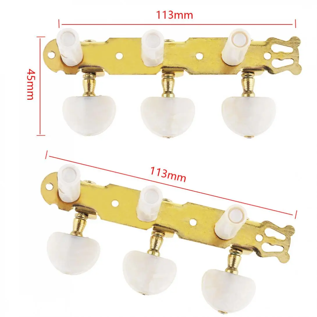 

1pair Gold Plated Classical Folk Guitar Tuning Pegs with Simulation Pearl Semicircle Buttons Machine Heads