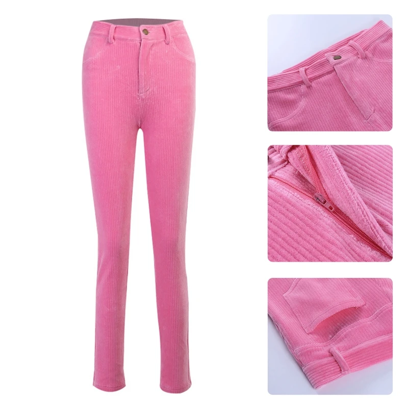 Women High Waist Skinny Pants Solid Color Velvet Ribbed Striped Slim Trousers Zipper Button Vintage Stretch Streetwear
Women High Waist Skinny Pants Solid Color Velvet Ribbed Striped Slim Trousers Zipper Button Vintage Stretch Streetwear