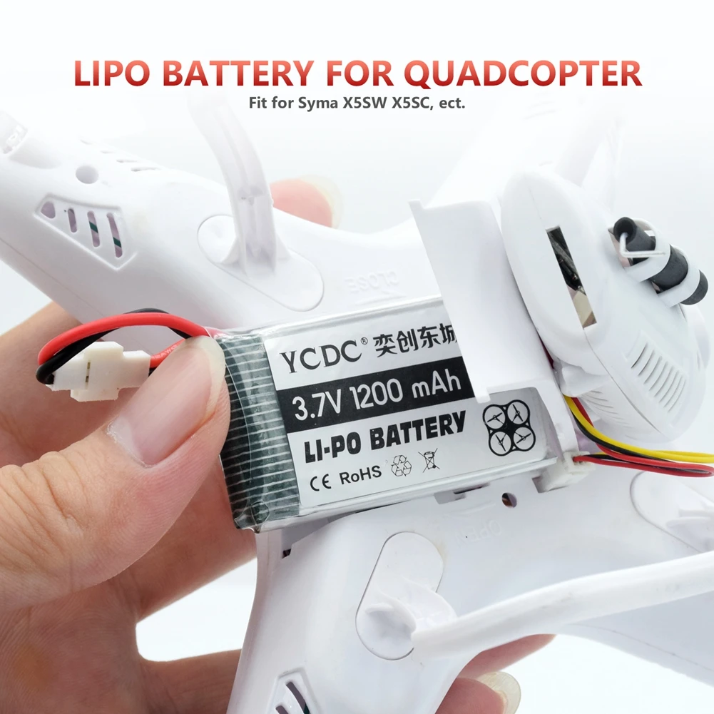 Drone Batteries 3.7V 1200mAh Li-Po Battery 1S Spare Extra For SYMA X5SC X5SW Quadcopter + Charger for Outdoor Recording
Drone Batteries 3.7V 1200mAh Li-Po Battery 1S Spare Extra For SYMA X5SC X5SW Quadcopter + Charger for Outdoor Recording