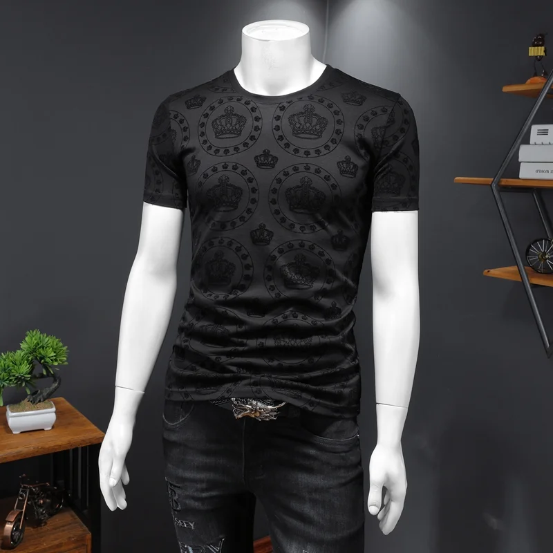 New Summer men t shirt Mercerized cotton Flocking process t-shirts Breathable t-shirt for men style
New Summer men t shirt Mercerized cotton Flocking process t-shirts Breathable t-shirt for men style