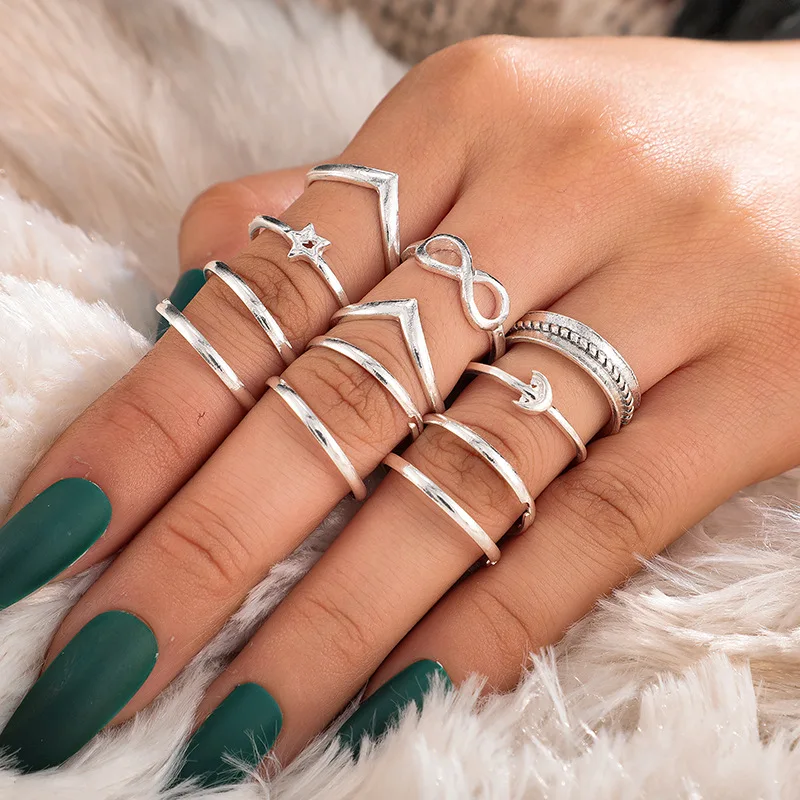 CARERJEW 12 Pieces/set of Bohemian Geometric Simple Ethnic Style Ancient Silver Five-pointed Star Ring Wedding Party Jewelry
CARERJEW 12 Pieces/set of Bohemian Geometric Simple Ethnic Style Ancient Silver Five-pointed Star Ring Wedding Party Jewelry