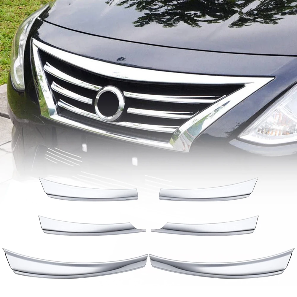 

Front Bumper Grille Cover 6Pcs Car Front Mesh Grille Head Bumper Cover Trim for Nissan Sunny Versa 14-17 car accessories 2020