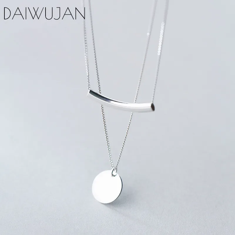 

DAIWUJAN, настоящее Стерлинговое Серебро 925 пробы, серебряные Многослойные ниспадающее ожерелье на шею, минималистичные ювелирные украшения дл...