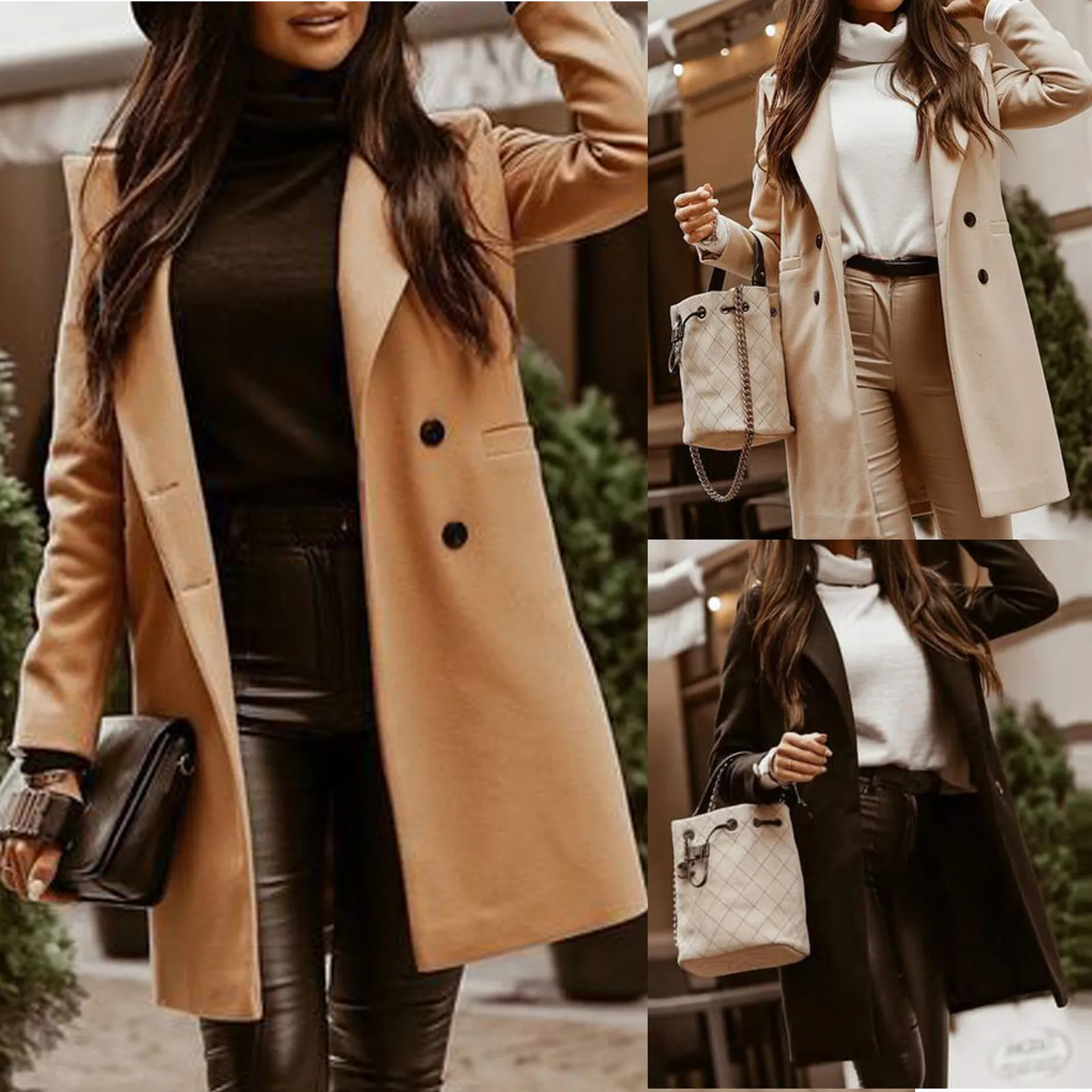 Fashion Lapel Mid-length Jacket Coat Casual Solid Buttons Woolen Warm Coat Streetwear Female Winter Long Sleeve Womens Outerwear
Fashion Lapel Mid-length Jacket Coat Casual Solid Buttons Woolen Warm Coat Streetwear Female Winter Long Sleeve Womens Outerwear