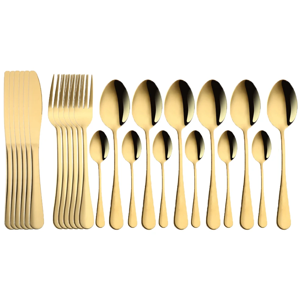 24pcs 18/10 Stainless Steel Cutlery Set Gold Tableware Set Fork Knife Spoon Dinnerware Set Flatware Set Silverware Set Wholesale
24pcs 18/10 Stainless Steel Cutlery Set Gold Tableware Set Fork Knife Spoon Dinnerware Set Flatware Set Silverware Set Wholesale
