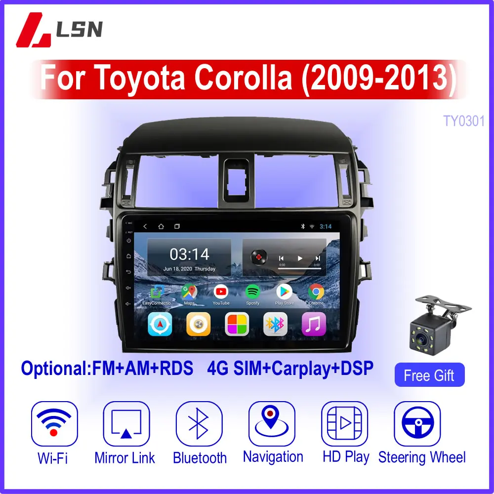 9-дюймовый Android 10 радио для Toyota Corolla 2009 2010 2011 2012 2013 мультимедийный видео
