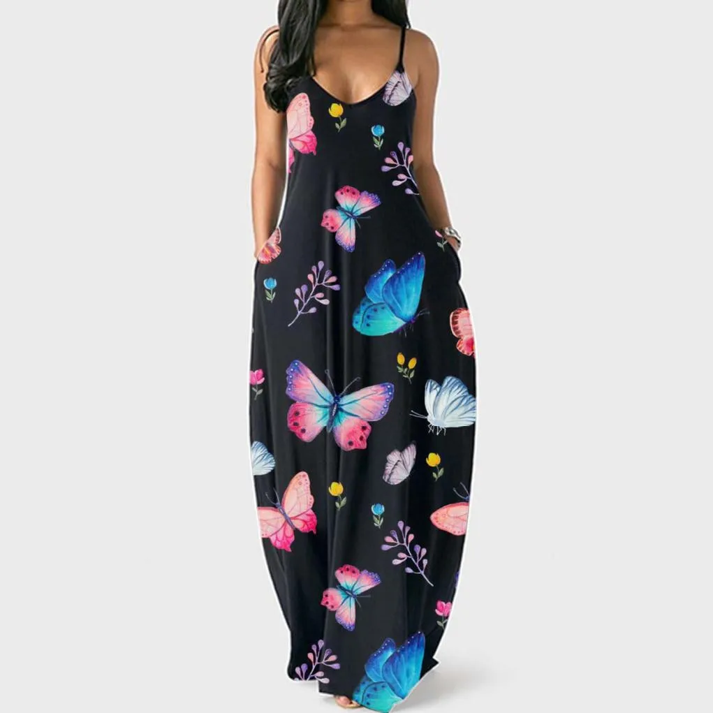 Summer Dress Women Casual Plus Size Butterfly print O-Neck Pockets Sleeveless Maxi Long Dress 2021
Summer Dress Women Casual Plus Size Butterfly print O-Neck Pockets Sleeveless Maxi Long Dress 2021