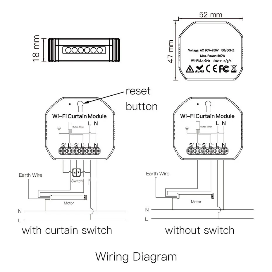 Smart WiFi Curtain Mini DIY Switch Module for 4 Wire Curtain Motor,Smart Life Tuya APP Remote Control,Work for Alexa Google Home
Smart WiFi Curtain Mini DIY Switch Module for 4 Wire Curtain Motor,Smart Life Tuya APP Remote Control,Work for Alexa Google Home