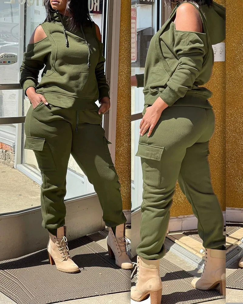 Cold Shoulder Sweatshirt & High Waist Pants Set Women Autumn Winter 2021 New Fashion
Cold Shoulder Sweatshirt & High Waist Pants Set Women Autumn Winter 2021 New Fashion