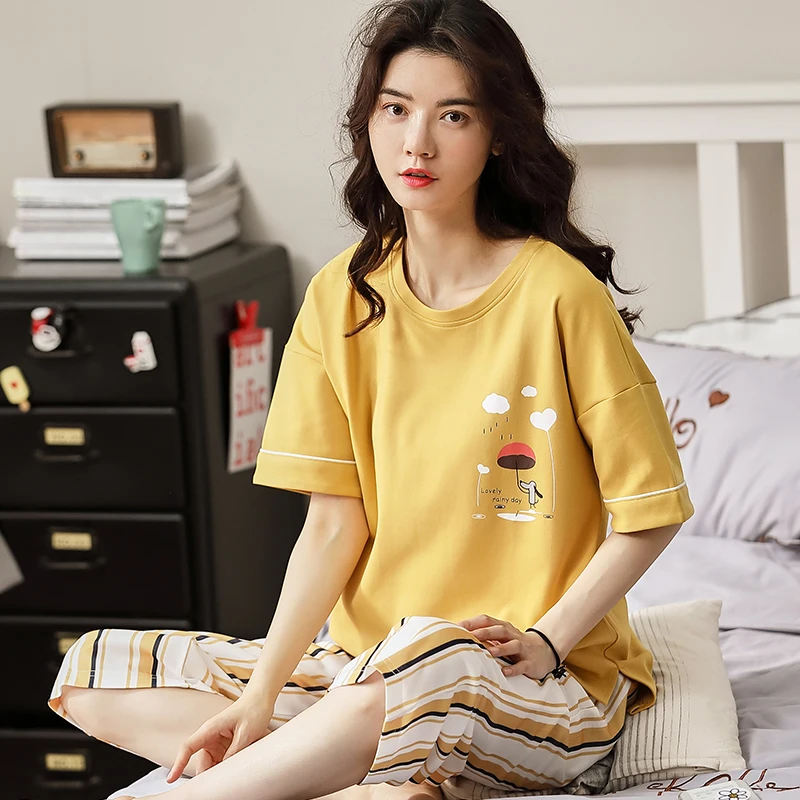 Новинка, летний хлопковый женский пижамный комплект, пижама с героями мультфильмов, Женская Повседневная Мягкая Пижама с коротким рукавом, ...
Новинка, летний хлопковый женский пижамный комплект, пижама с героями мультфильмов, Женская Повседневная Мягкая Пижама с коротким рукавом, ...