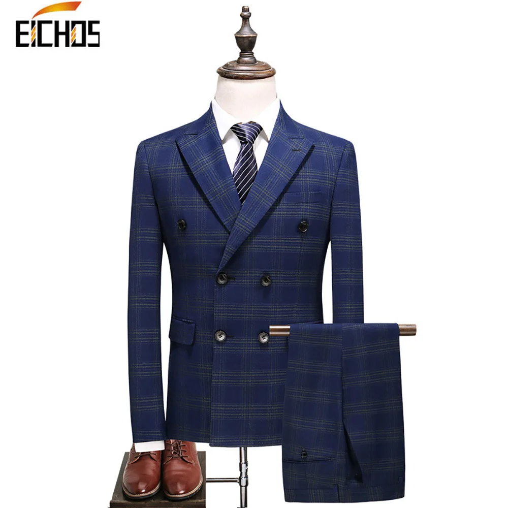 Mens Double Breasted Suits 2020 Tuxedo Blue Plaid Men Wedding Suit For Groom Formal Slim Fit Mens 3 Pieces Plus Size 5XL
Mens Double Breasted Suits 2020 Tuxedo Blue Plaid Men Wedding Suit For Groom Formal Slim Fit Mens 3 Pieces Plus Size 5XL