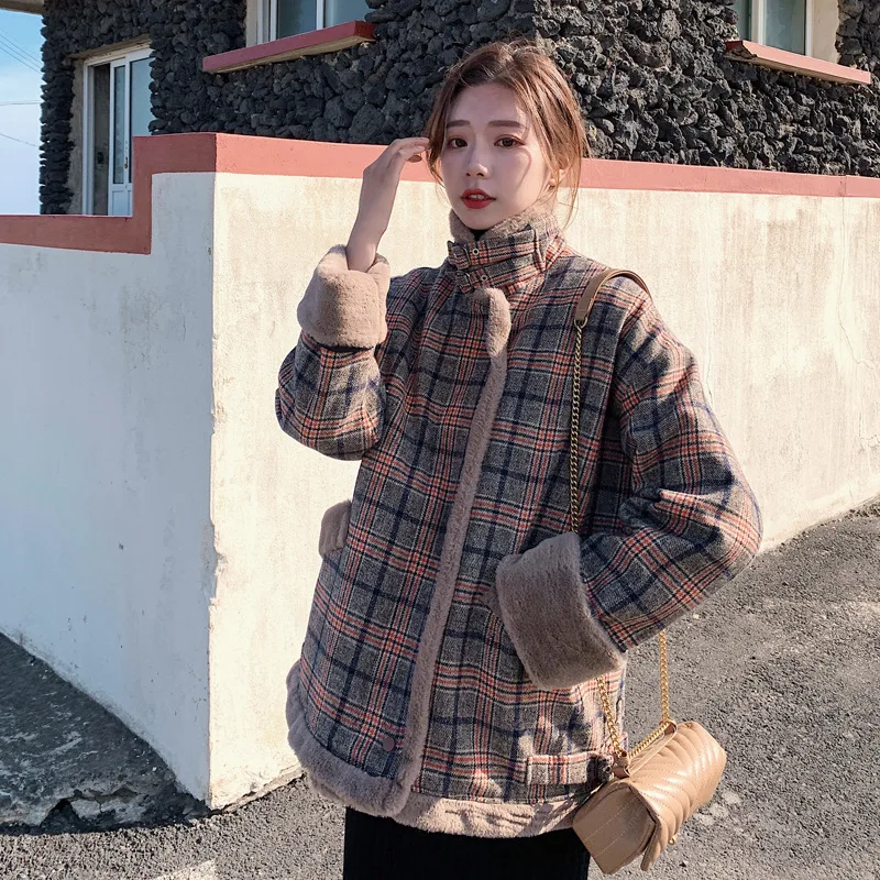 Wool Coat Women's Jacket Women Winter Motorcycle Jacket Warm Thick Vintage Suede Lambswool Coats Check Warm Jacket Outwear
Wool Coat Women's Jacket Women Winter Motorcycle Jacket Warm Thick Vintage Suede Lambswool Coats Check Warm Jacket Outwear