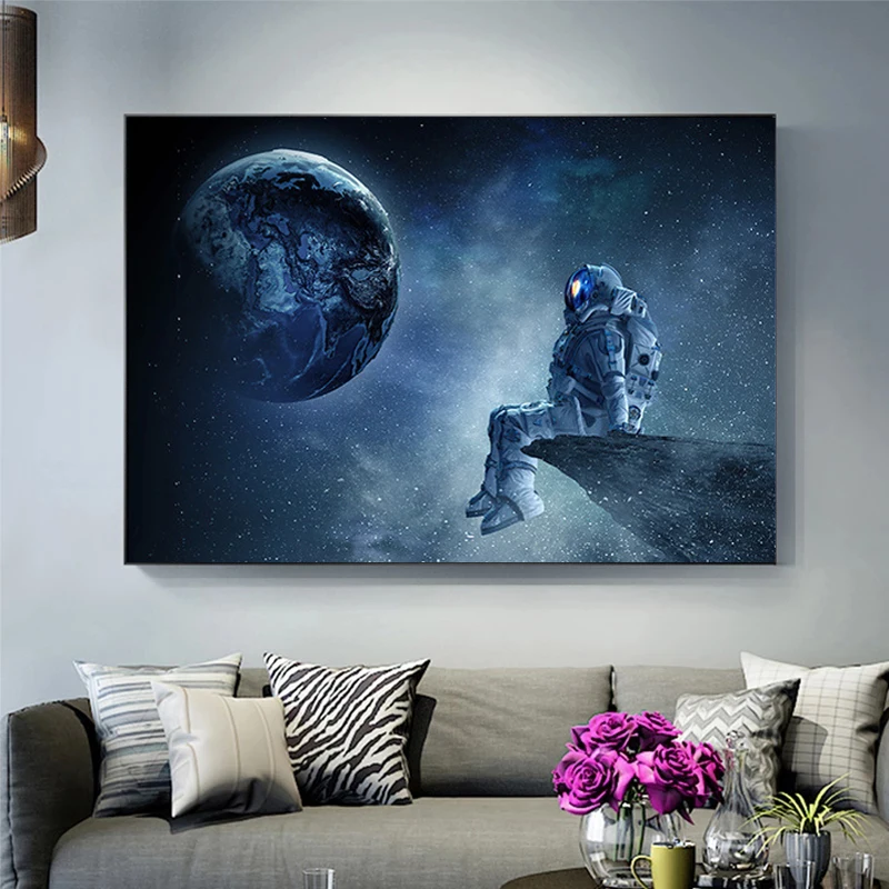 Modern Art Lonely Astronauts Sitting In Space Canvas Painting Posters and Printing Art Pictures of Bedroom Decorative Walls
Modern Art Lonely Astronauts Sitting In Space Canvas Painting Posters and Printing Art Pictures of Bedroom Decorative Walls