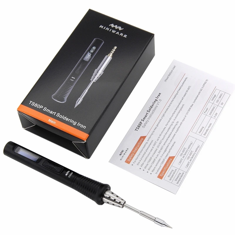 30W MINI TS80 Plus TS80P Main Set Digital Soldering Iron Station 9v 2a QC3.0 / 12v 2.5a PD2.0 TS80Plus USB Type-C TS-B02 Tip Set
30W MINI TS80 Plus TS80P Main Set Digital Soldering Iron Station 9v 2a QC3.0 / 12v 2.5a PD2.0 TS80Plus USB Type-C TS-B02 Tip Set