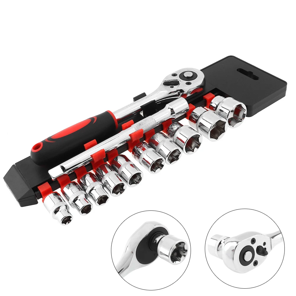 12pcs/set Socket Wrench Set 3/8 Inch Ratchet Wrench Set Professional Hand Tools with 150mm Connecting Rod and 8-21mm Socket
12pcs/set Socket Wrench Set 3/8 Inch Ratchet Wrench Set Professional Hand Tools with 150mm Connecting Rod and 8-21mm Socket