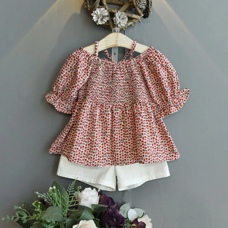 Girls Summer Short Sleeve Clothing Sets Fashion Children'S Clothing Puff Sleeves Top Sling + Shorts Two-Piece Baby Kids Clothe
Girls Summer Short Sleeve Clothing Sets Fashion Children'S Clothing Puff Sleeves Top Sling + Shorts Two-Piece Baby Kids Clothe
