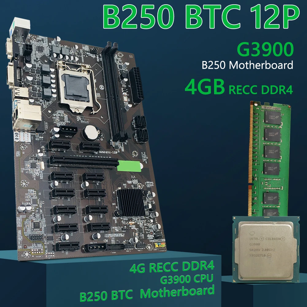 B250 BTC 12P набор материнской платы для майнинга настольного компьютера с процессором G3900 12x PCI Express DDR4 2133 4G плата для майнинга Поддерживает LGA 1151
B250 BTC 12P набор материнской платы для майнинга настольного компьютера с процессором G3900 12x PCI Express DDR4 2133 4G плата для майнинга Поддерживает LGA 1151
