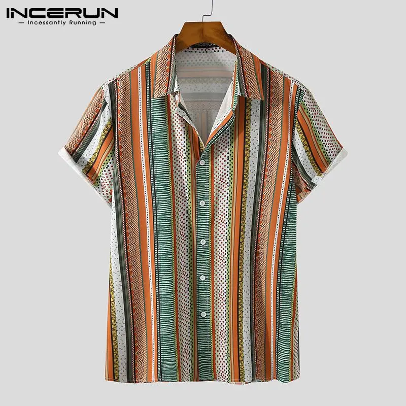 INCERUN Summer Men Casual Shirt Striped Turn Down Collar Short Sleeve Streetwear Vintage Men Hawaiian Shirts Breathable Camisas
INCERUN Summer Men Casual Shirt Striped Turn Down Collar Short Sleeve Streetwear Vintage Men Hawaiian Shirts Breathable Camisas