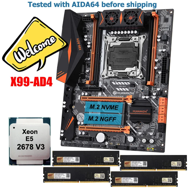 HUANANZHI X99-AD4 LGA 2011-3 материнская плата Процессор Оперативная память комбинированные