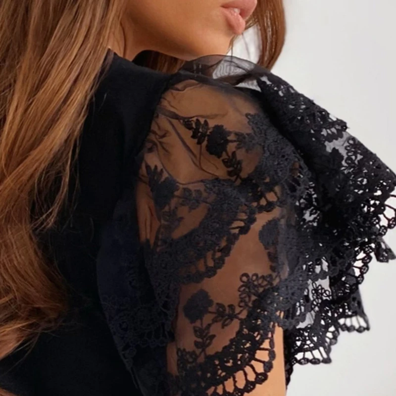 Mesh O-neck Patchwork Blouses Women 2020 Summer Office Lady Tops Woman Black White Solid Lace Petal Short Sleeve Female Blouse
Mesh O-neck Patchwork Blouses Women 2020 Summer Office Lady Tops Woman Black White Solid Lace Petal Short Sleeve Female Blouse