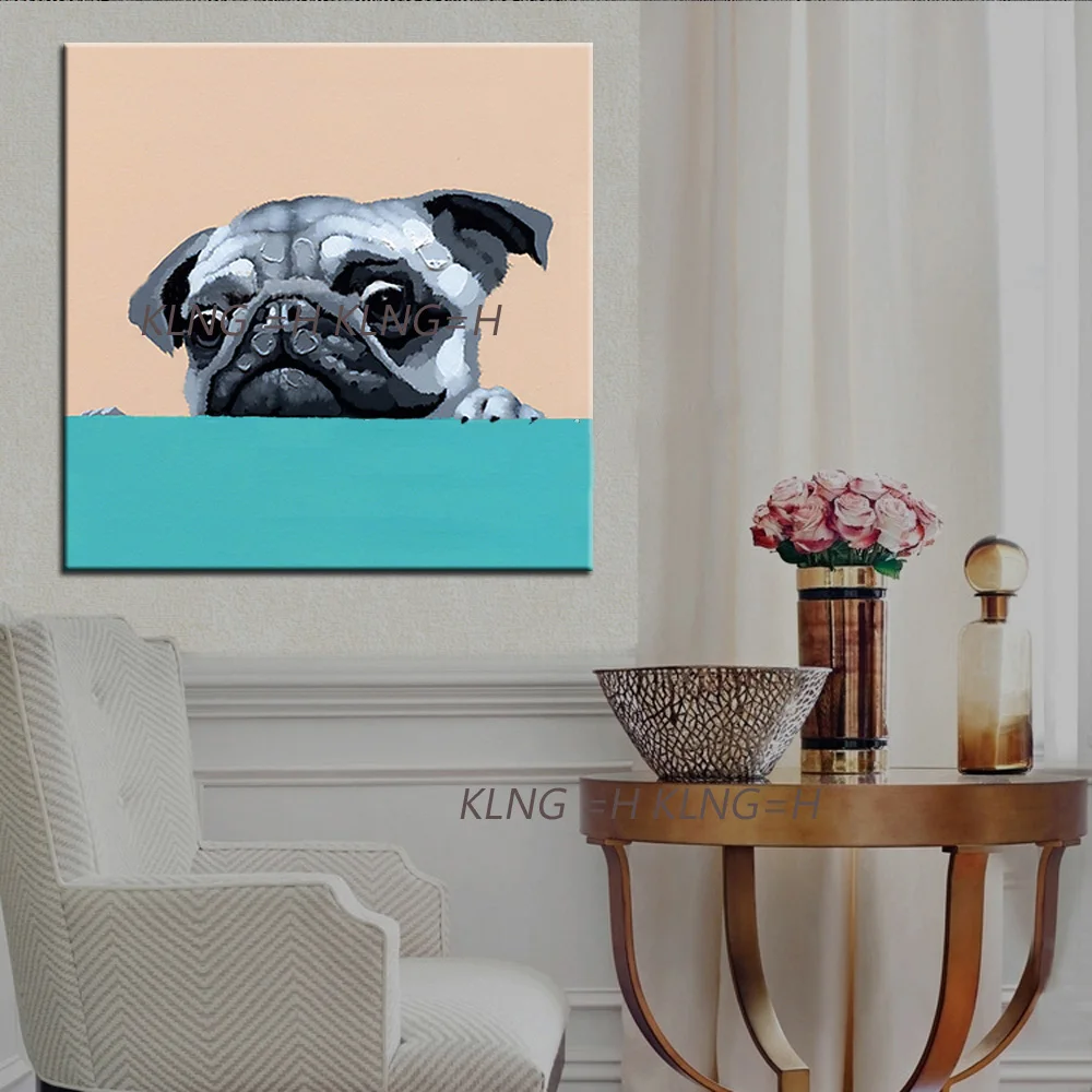 

Perro divertido de alta calidad pintado a mano en cubo pintura al leo sobre lienzo perro divertido pintura acrlica para decora