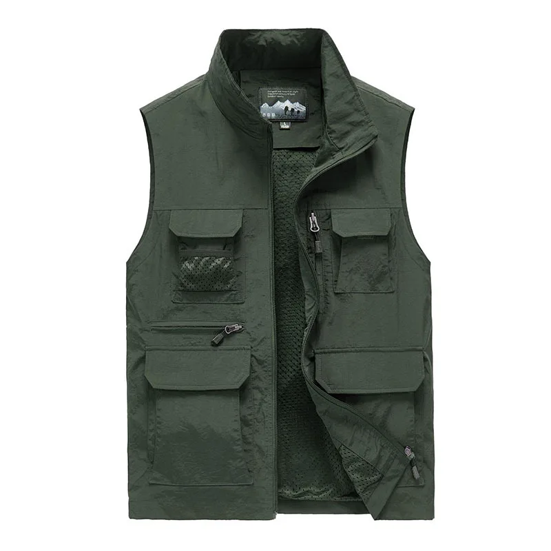 

Nylon Multi Pockets Quick Drying Waterproof Vests Men Safari Waistcoats Male Military Army Mens Vest Plus Size M-7XL