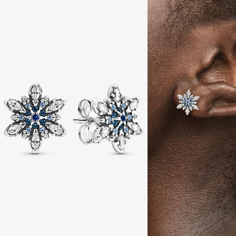 Authentic S925 Sterling Silver Shining Cz Blue Snowflake Earrings Women's Fashion Silver Earrings Jewelry Gifts
Authentic S925 Sterling Silver Shining Cz Blue Snowflake Earrings Women's Fashion Silver Earrings Jewelry Gifts