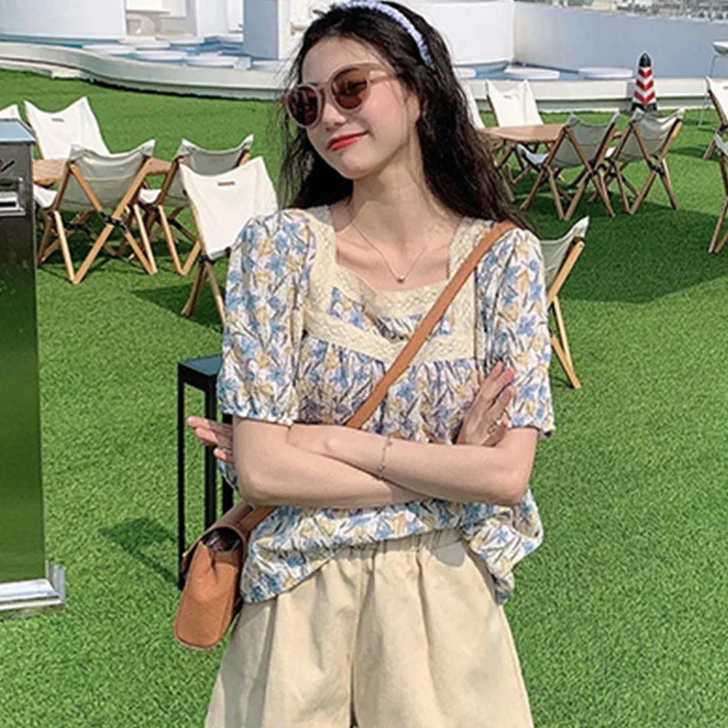 Short T Shirts Summer Tee Shirt Women Clothing Slim Flower Printing Top Polyester Blouse Woman Square Collar Short Sleeves
Short T Shirts Summer Tee Shirt Women Clothing Slim Flower Printing Top Polyester Blouse Woman Square Collar Short Sleeves